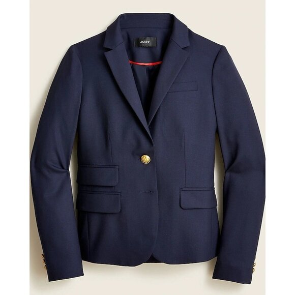 J Crew Dalton Wool Navy Blue Preppy Notch Collar Slim Fit Blazer Jacket 12 Tall - Picture 1 of 16